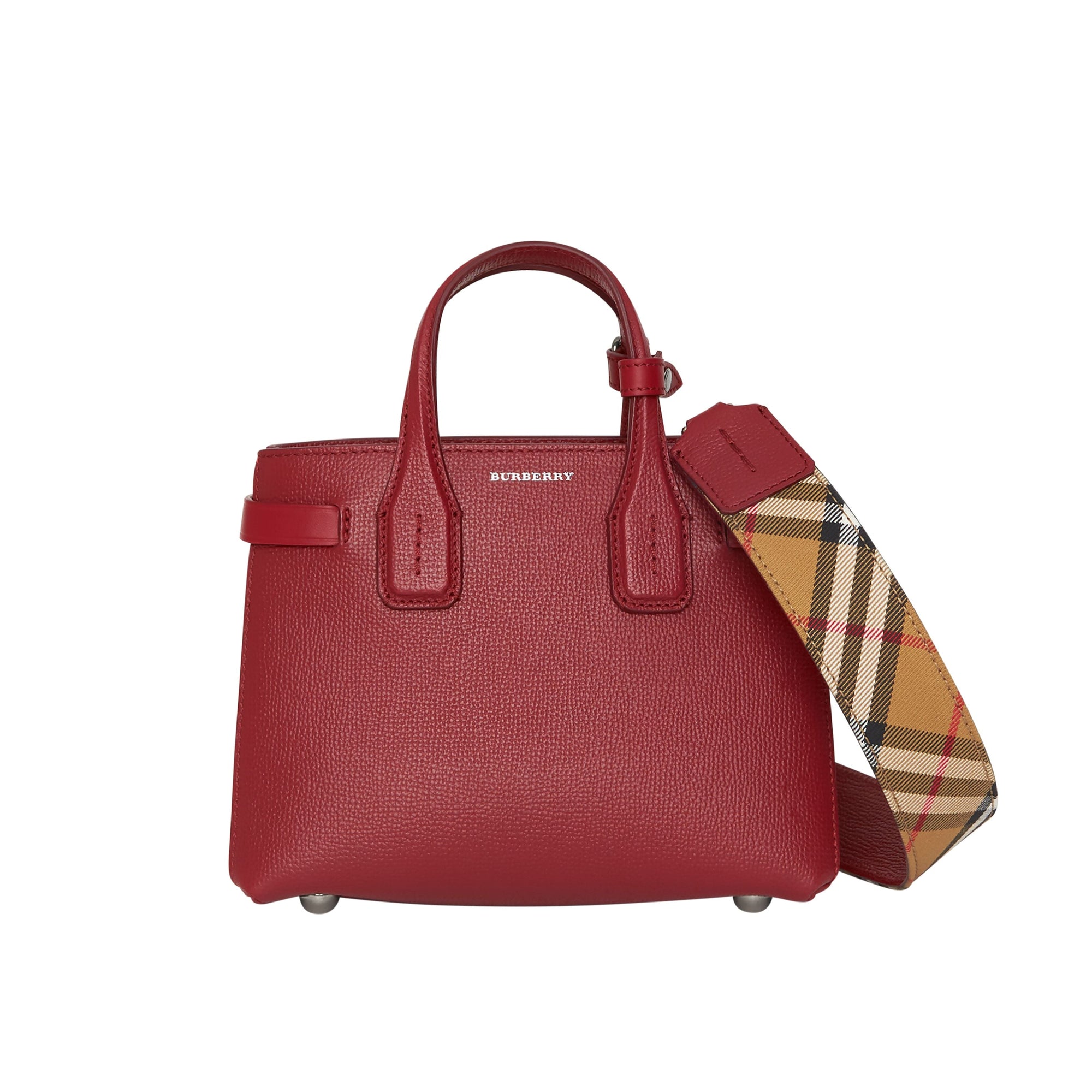 Sac The Baby Banner en cuir et Vintage check - Crimson