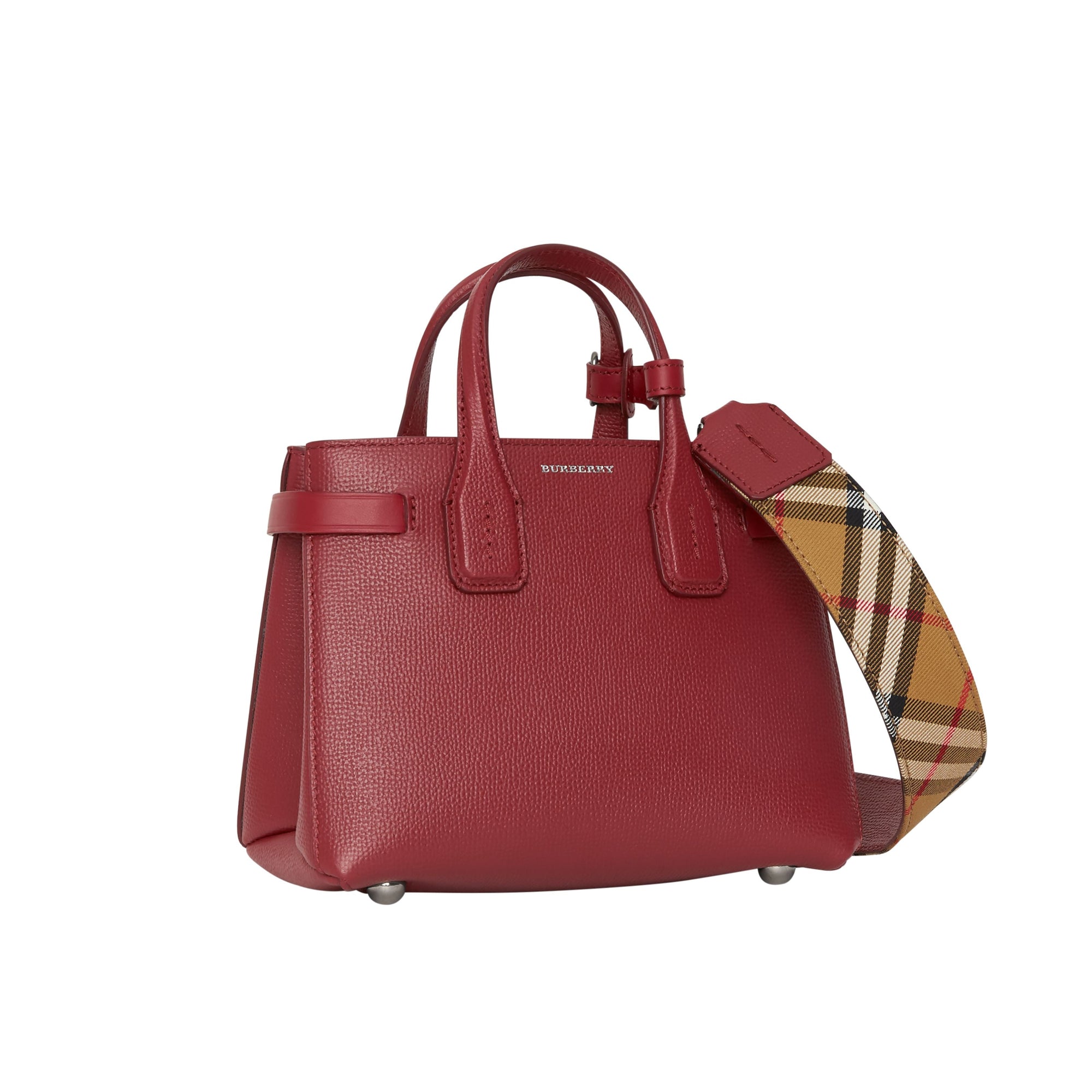 Sac The Baby Banner en cuir et Vintage check - Crimson