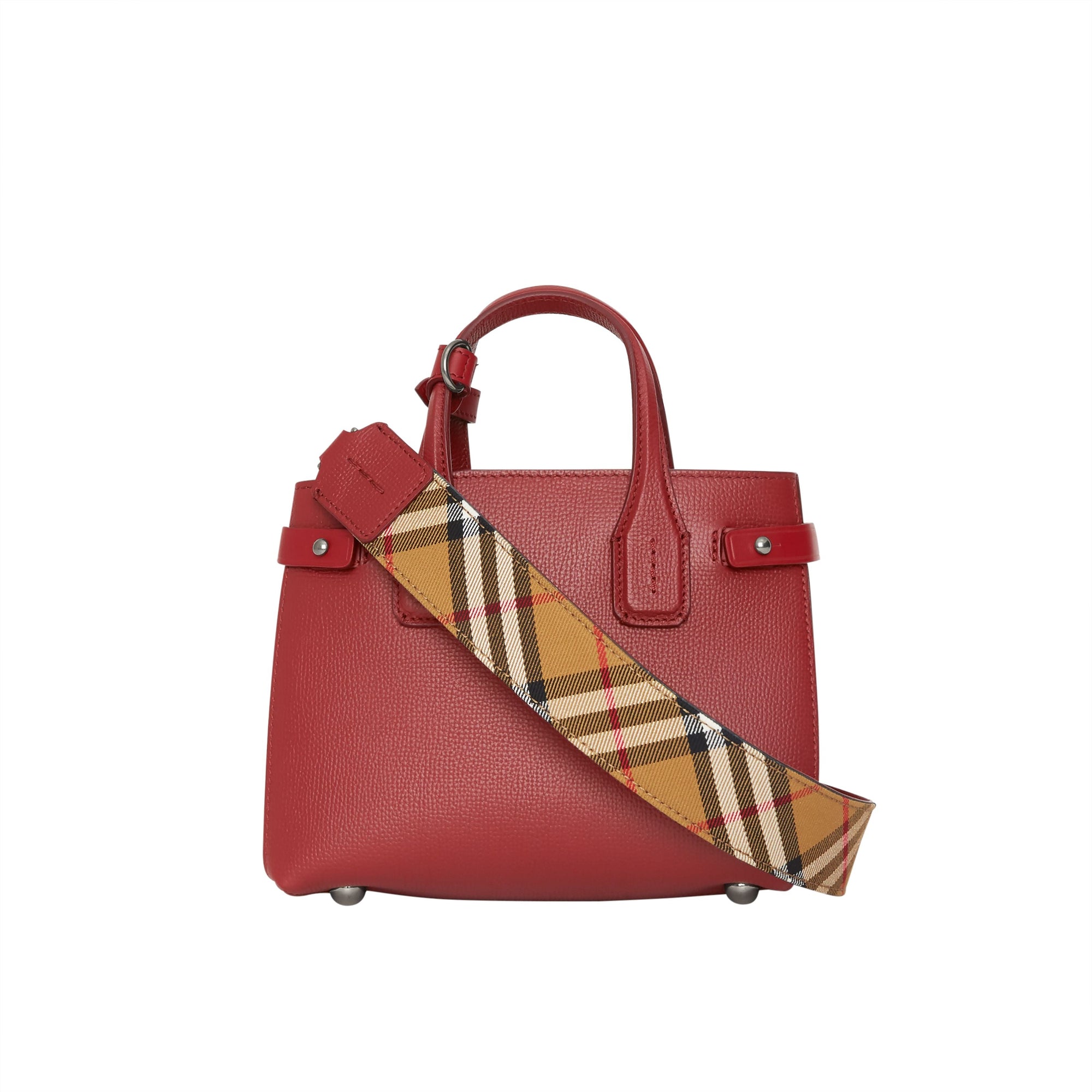 Sac The Baby Banner en cuir et Vintage check - Crimson