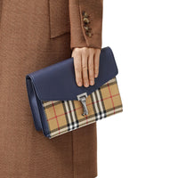 Petit sac à bandoulière en cuir et à motif Vintage check - Regency Blue