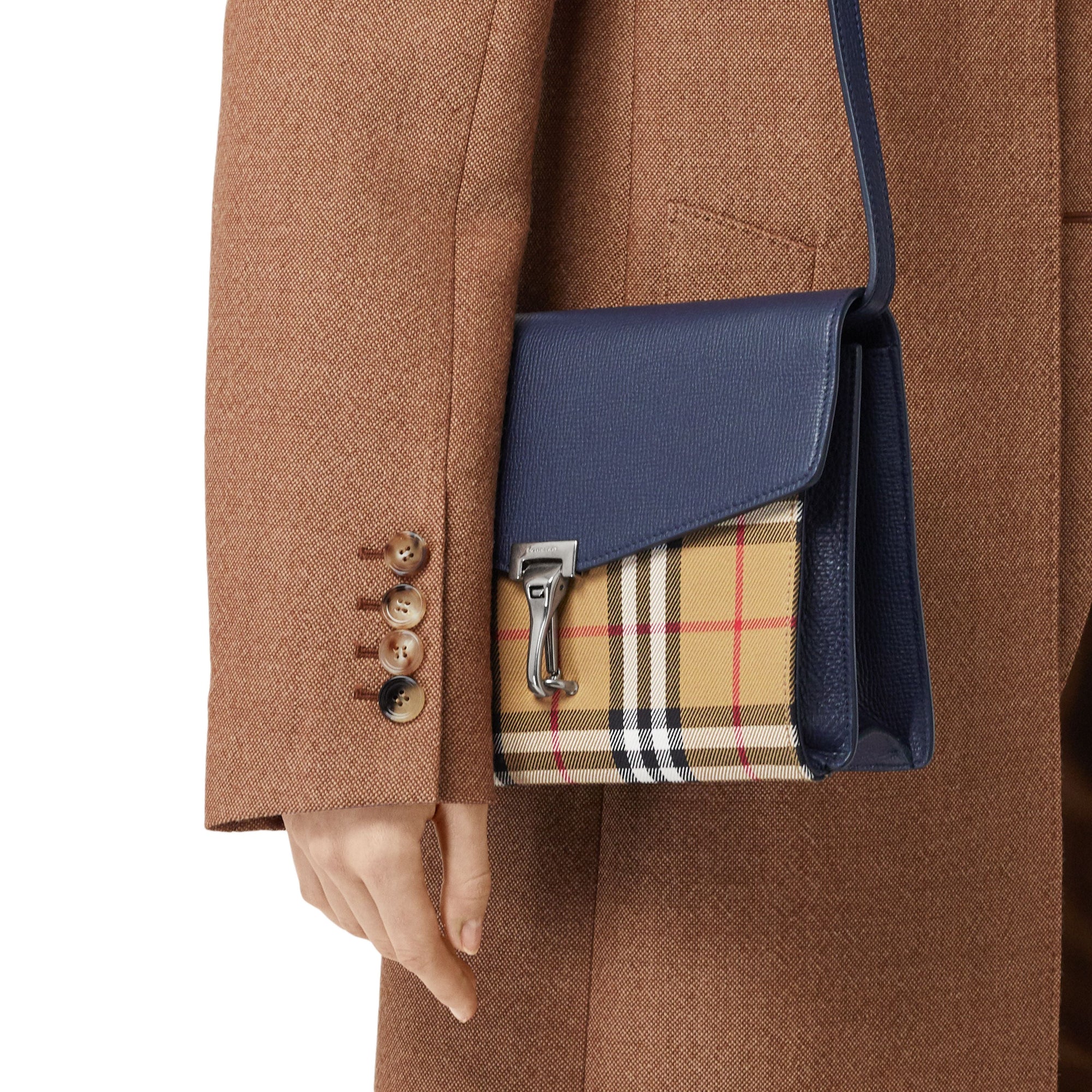 Petit sac à bandoulière en cuir et à motif Vintage check - Regency Blue