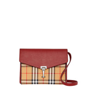 Petit sac à bandoulière en cuir et à motif Vintage check - Crimson