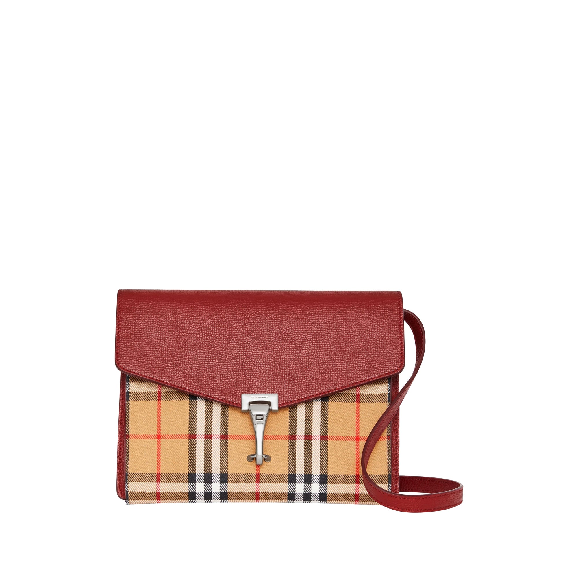 Petit sac à bandoulière en cuir et à motif Vintage check - Crimson