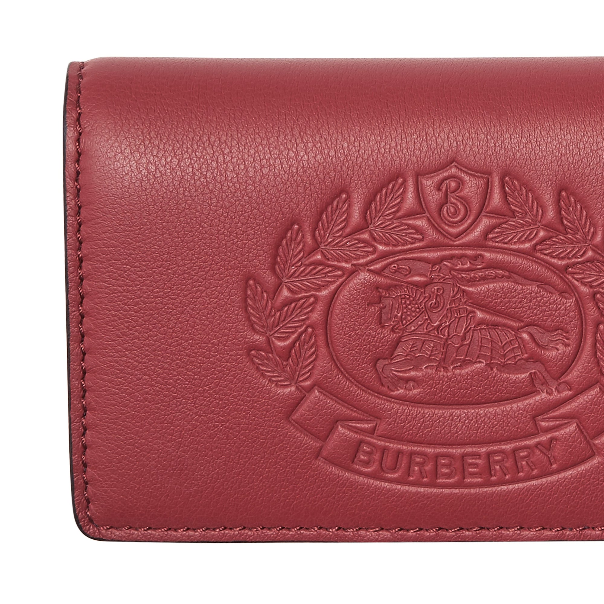 Petit portefeuille en cuir bicolore avec écusson estampé - Crimson