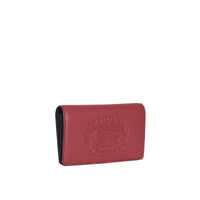 Petit portefeuille en cuir bicolore avec écusson estampé - Crimson