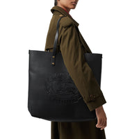 Grand sac cabas en cuir avec écusson - Black