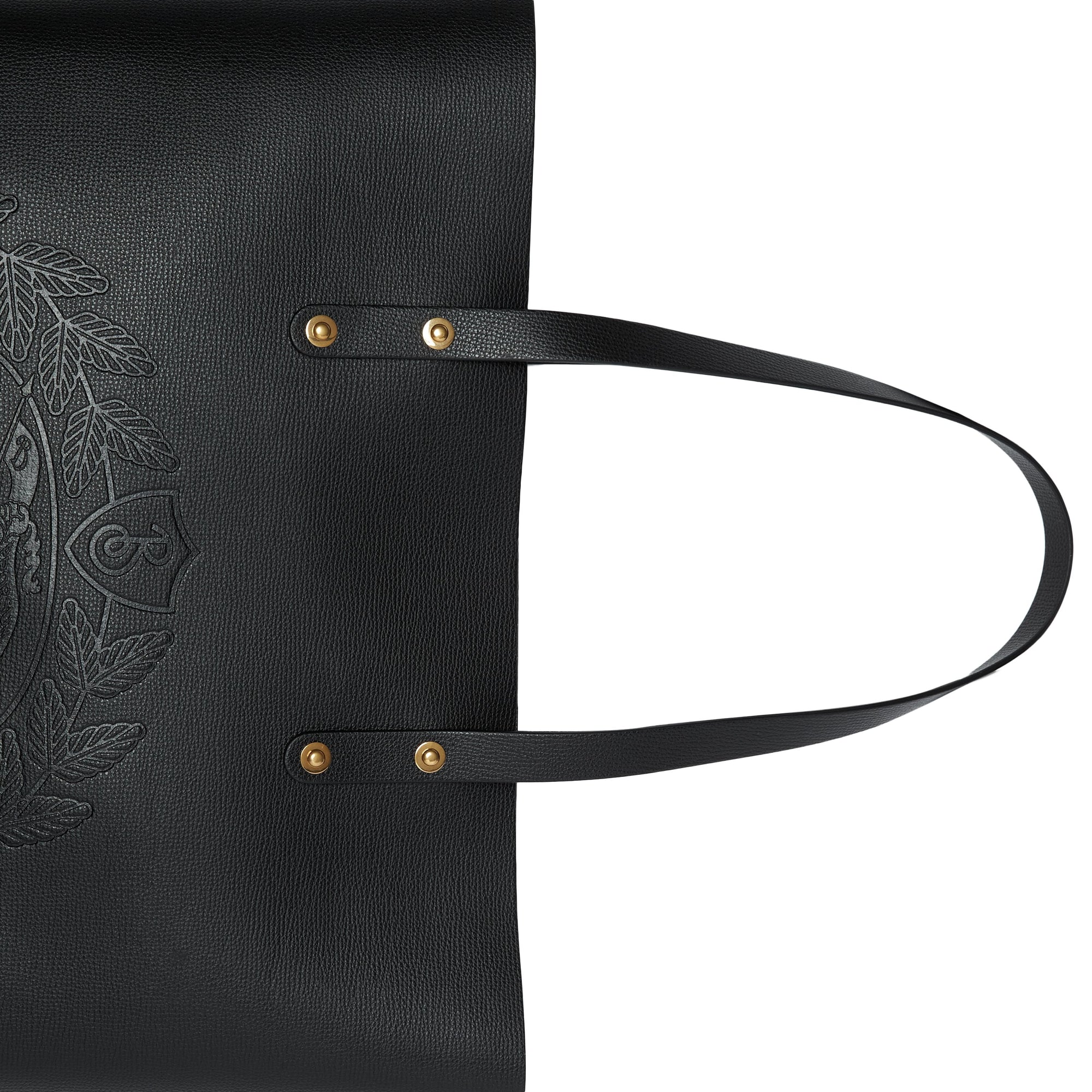 Grand sac cabas en cuir avec écusson - Black