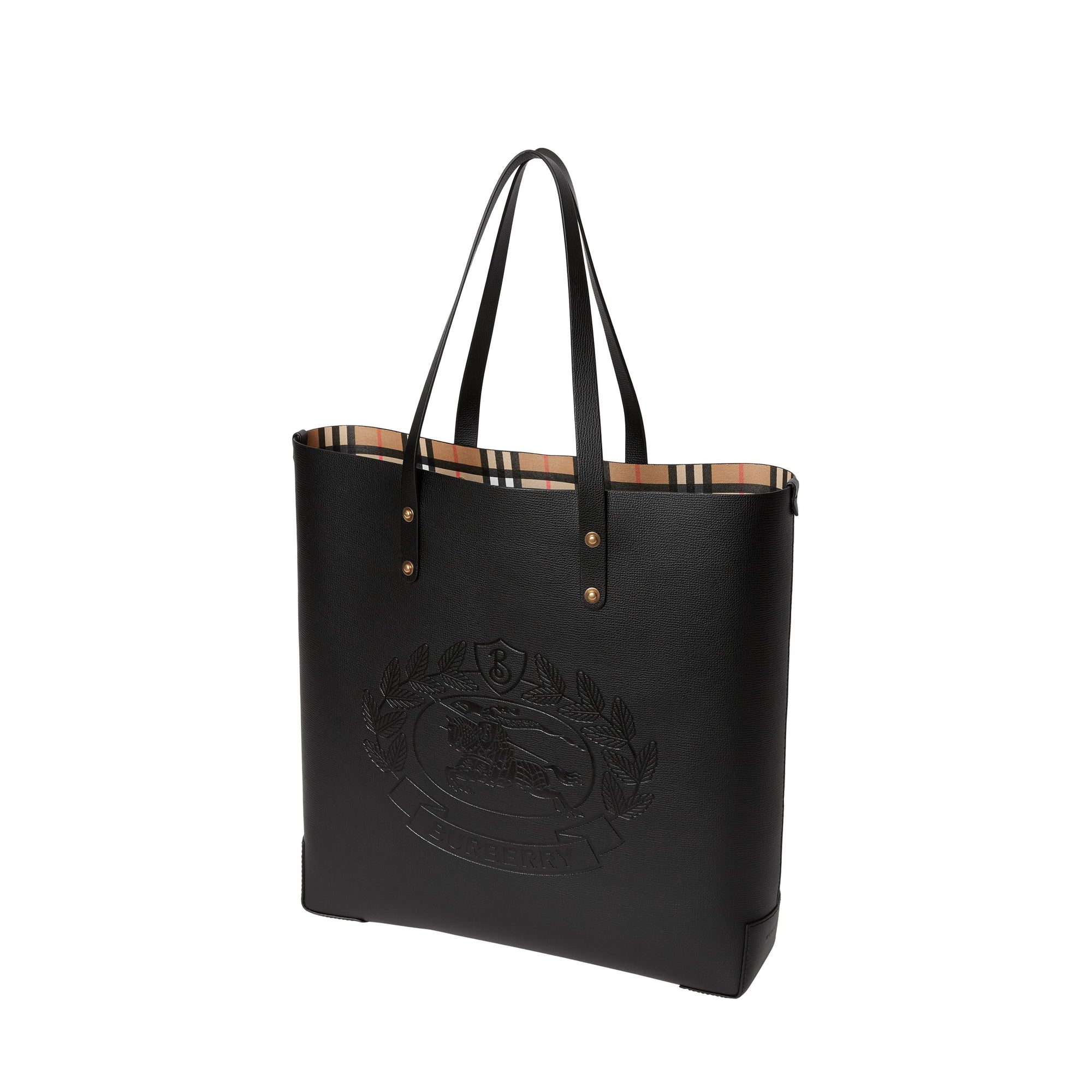 Grand sac cabas en cuir avec écusson - Black