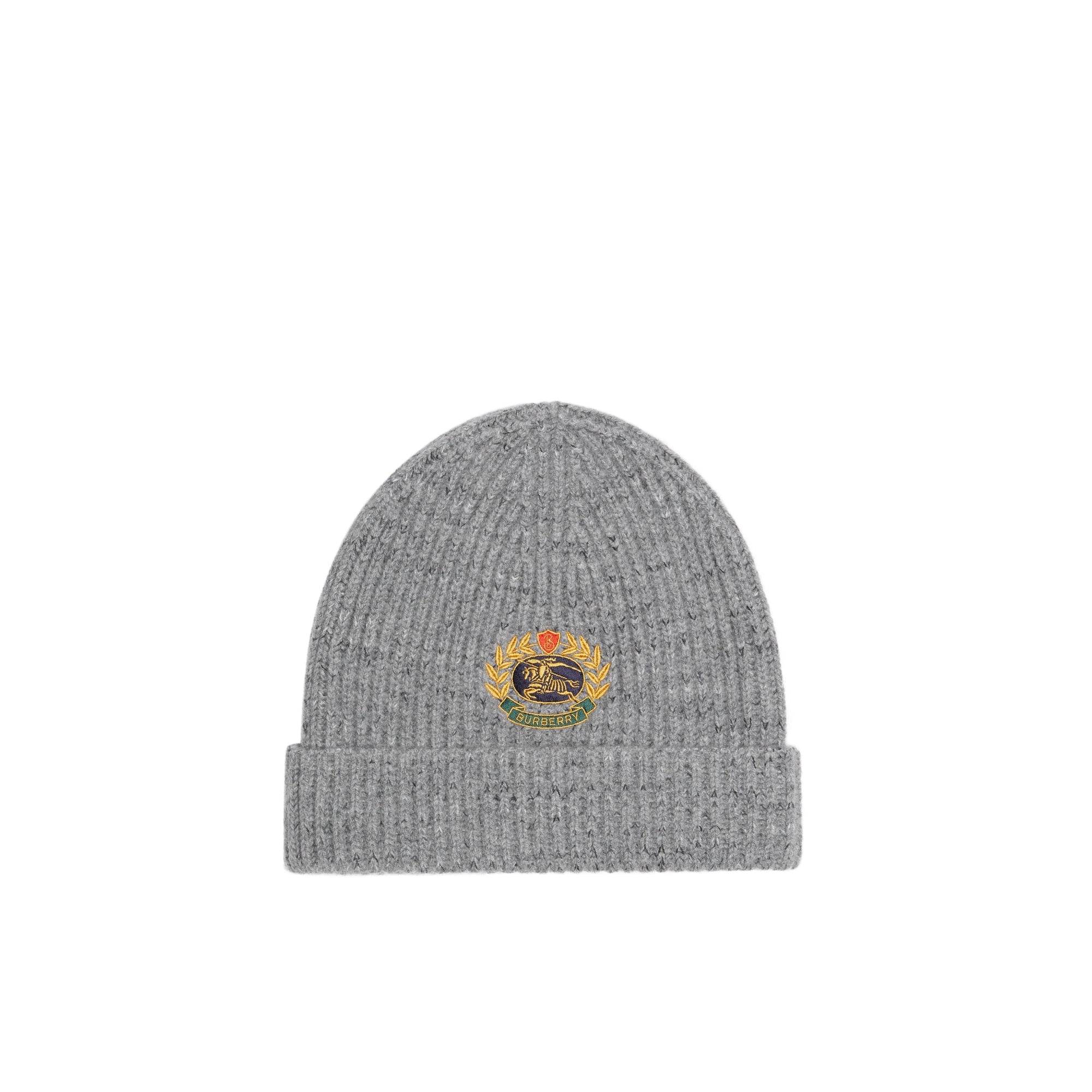 Bonnet en laine mélangée avec logo d'archive brodé - Grey Melange