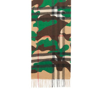 Écharpe en cachemire à motif check et camouflage classique - Khaki