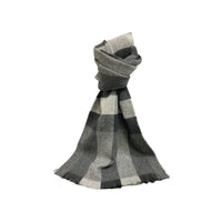 Écharpe à carreaux éclatés géants à franges x lash en cachemire - Mid Grey Melange