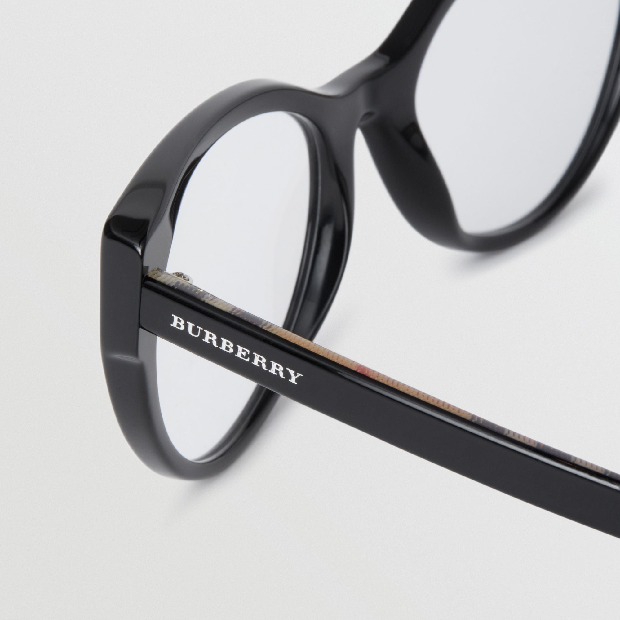 Monture œil de chat pour lunettes de vue avec Vintage check - Black