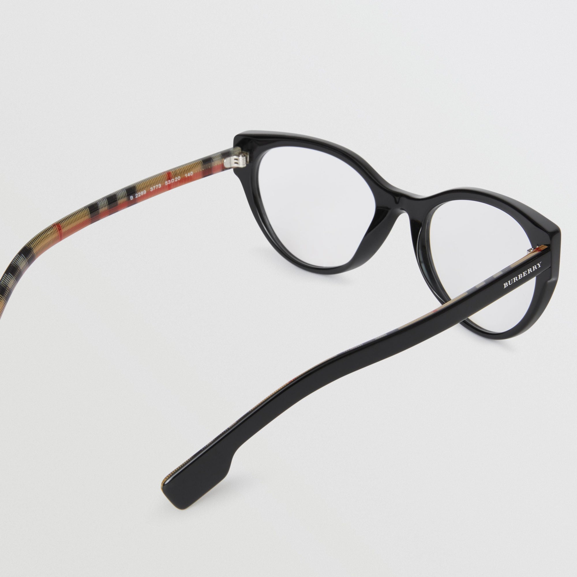 Monture œil de chat pour lunettes de vue avec Vintage check - Black