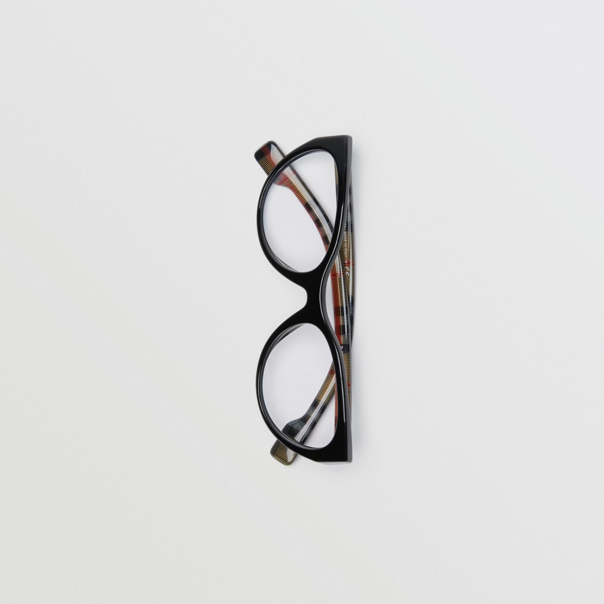 Monture œil de chat pour lunettes de vue avec Vintage check - Black