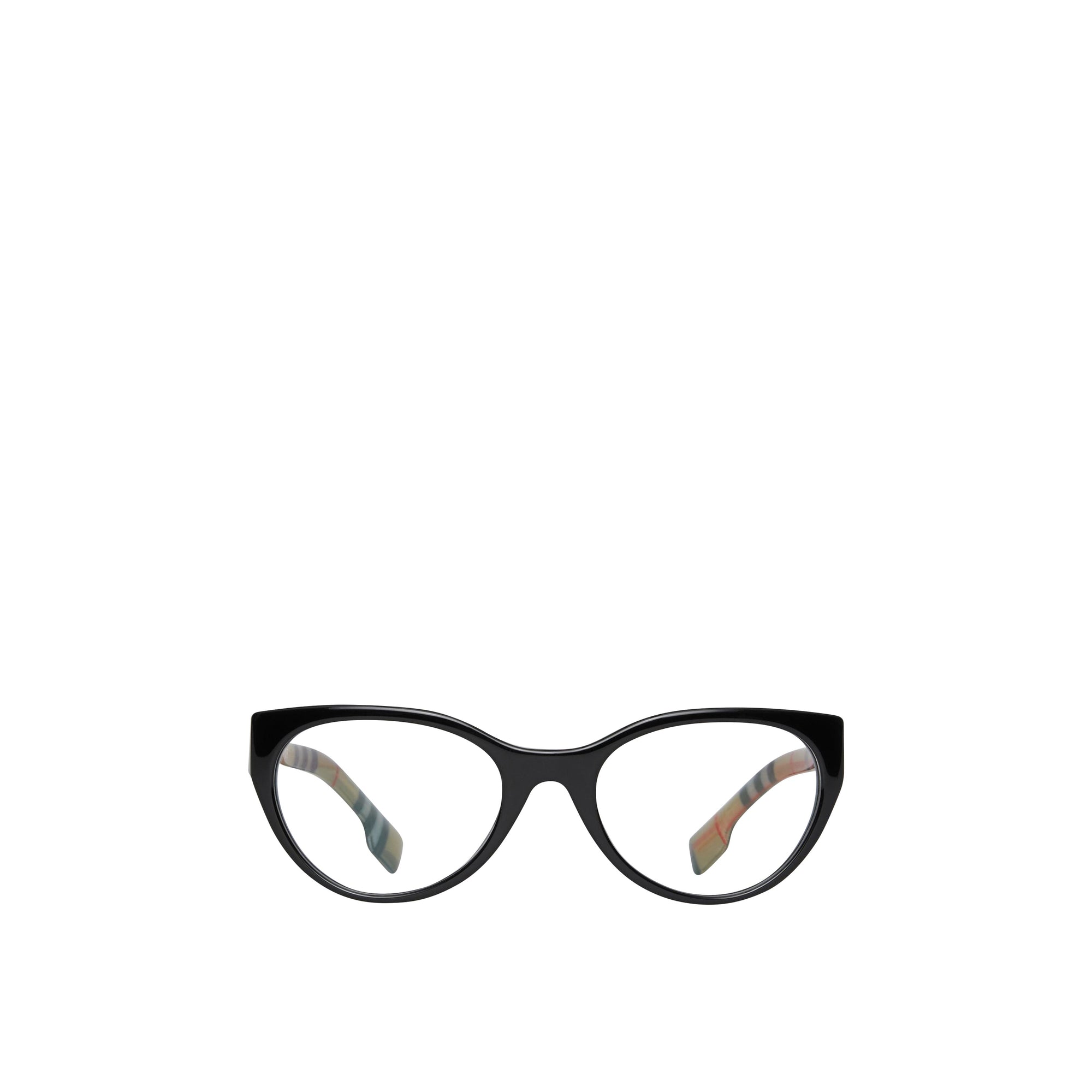 Monture œil de chat pour lunettes de vue avec Vintage check - Black