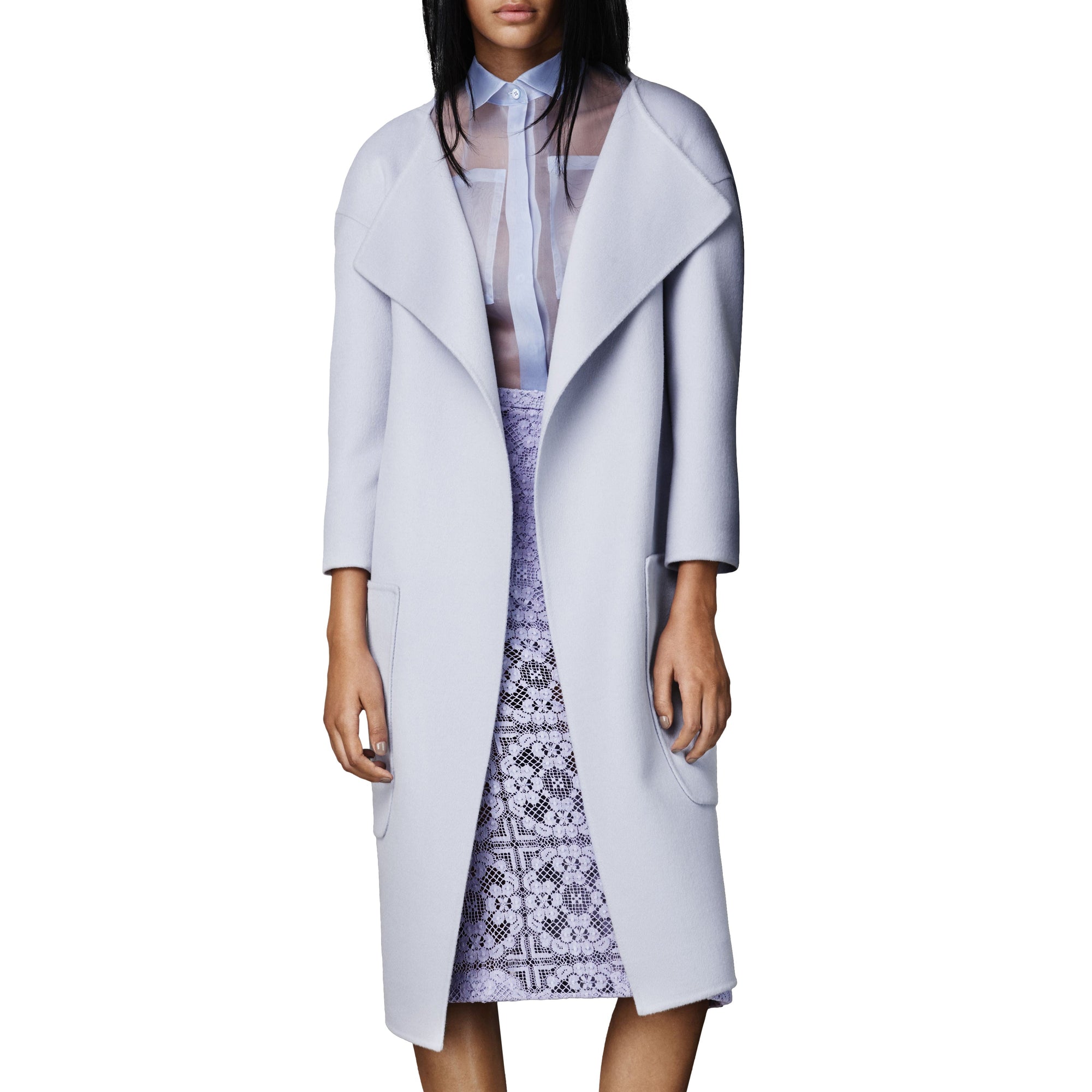 Manteau de style vareuse en double angora et laine - Pale Lavander