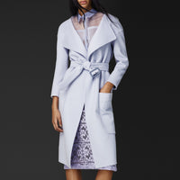 Manteau de style vareuse en double angora et laine - Pale Lavander