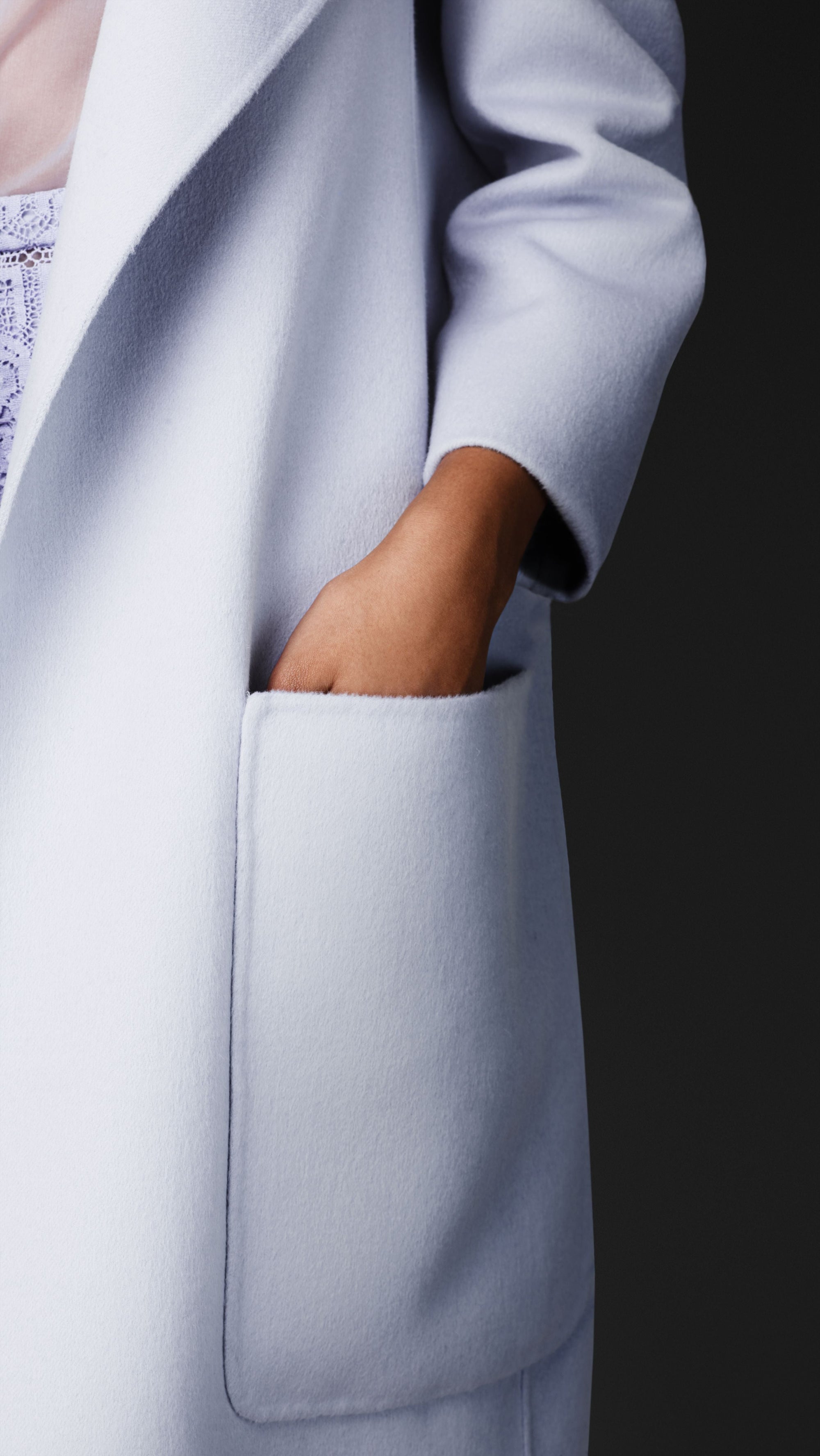 Manteau de style vareuse en double angora et laine - Pale Lavander