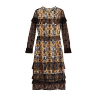 Robe brodée en tulle avec doublure en soie à imprimé - Black