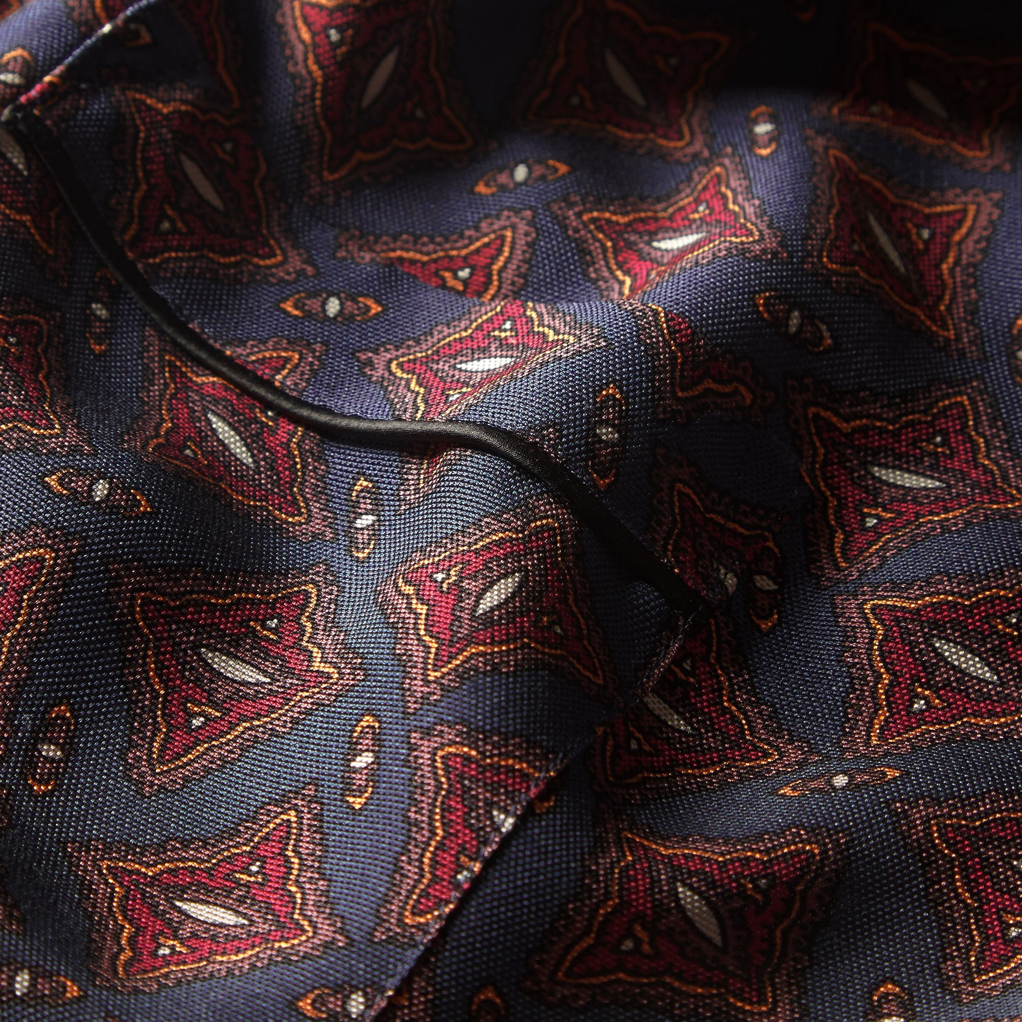 Chemise imprimé géométrique style pyjama en soie - Navy