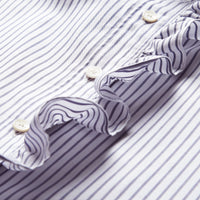 Chemise en coton à rayures fines avec volants - Navy