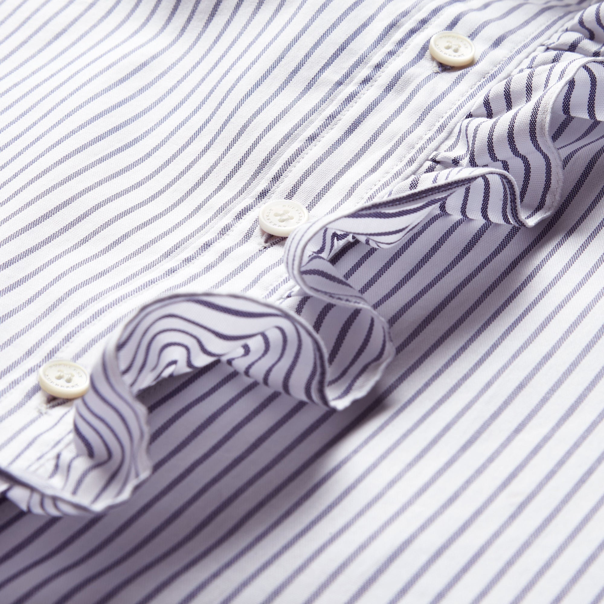 Chemise en coton à rayures fines avec volants - Navy