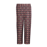 Pantalon 7/8 en sergé de soie avec imprimé pyjama - Navy