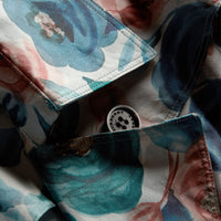 Robe trench en soie et coton avec imprimé aquarelle rose - Teal Blue