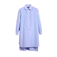 Robe chemise tunique en chambray de coton - Light Blue