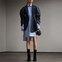 Robe chemise tunique en chambray de coton - Light Blue