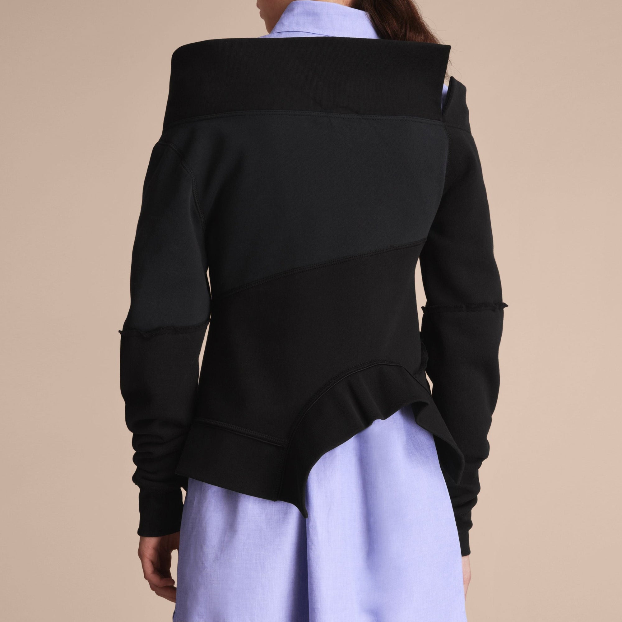 Sweat-shirt avec coutures visibles et manches sculpturales - Black
