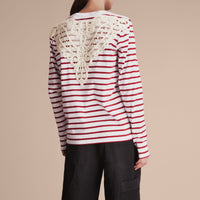 Haut marinière unisexe en coton avec appliqué en dentelle - Parade Red