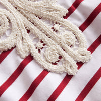 Haut marinière unisexe en coton avec appliqué en dentelle - Parade Red