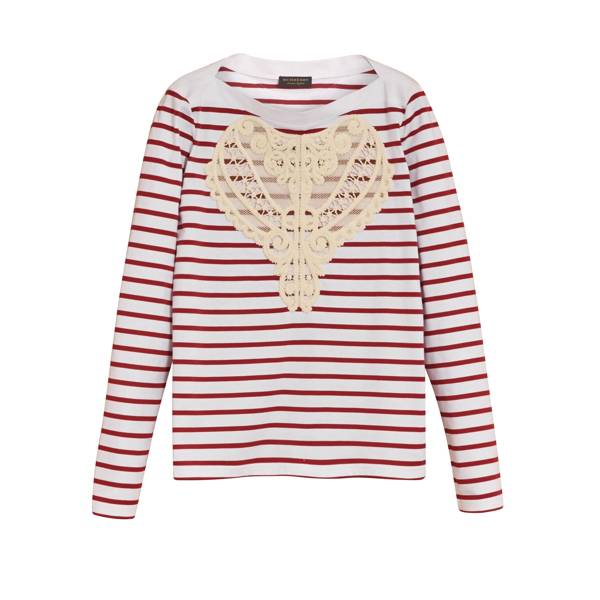 Haut marinière unisexe en coton avec appliqué en dentelle - Parade Red