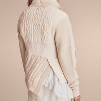 Veste en maille de laine et cachemire avec col en shearling - Natural White