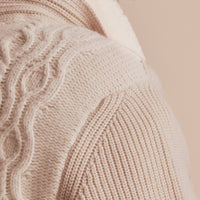 Veste en maille de laine et cachemire avec col en shearling - Natural White