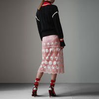Pull de style cricket en laine et cachemire avec col en crochet - Black