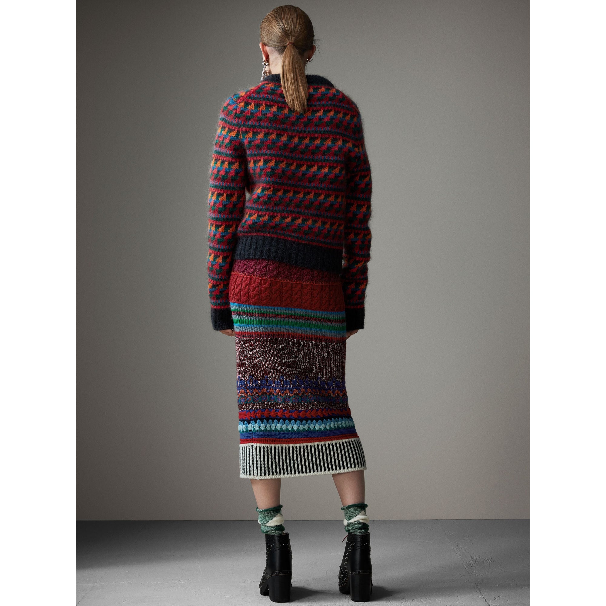 Jupe détails crochetés en cachemire & laine - Multicolour