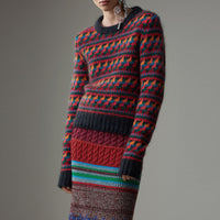 Pull à motif Fair Isle tricoté en laine et mohair mélangés - Multicolour