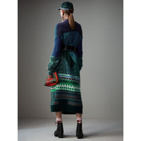 Manteau cardigan en laine mohair et cachemire façon patchwork - Hydrangea Blue