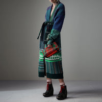 Manteau cardigan en laine mohair et cachemire façon patchwork - Hydrangea Blue
