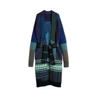 Manteau cardigan en laine mohair et cachemire façon patchwork - Hydrangea Blue
