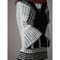 Jupe en maille de laine à panneaux entrecroisés - White & Black