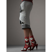 Jupe en maille de laine à panneaux entrecroisés - White & Black