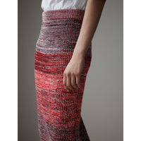Jupe en mouliné de cachemire coton et laine mélangés - Red & Black