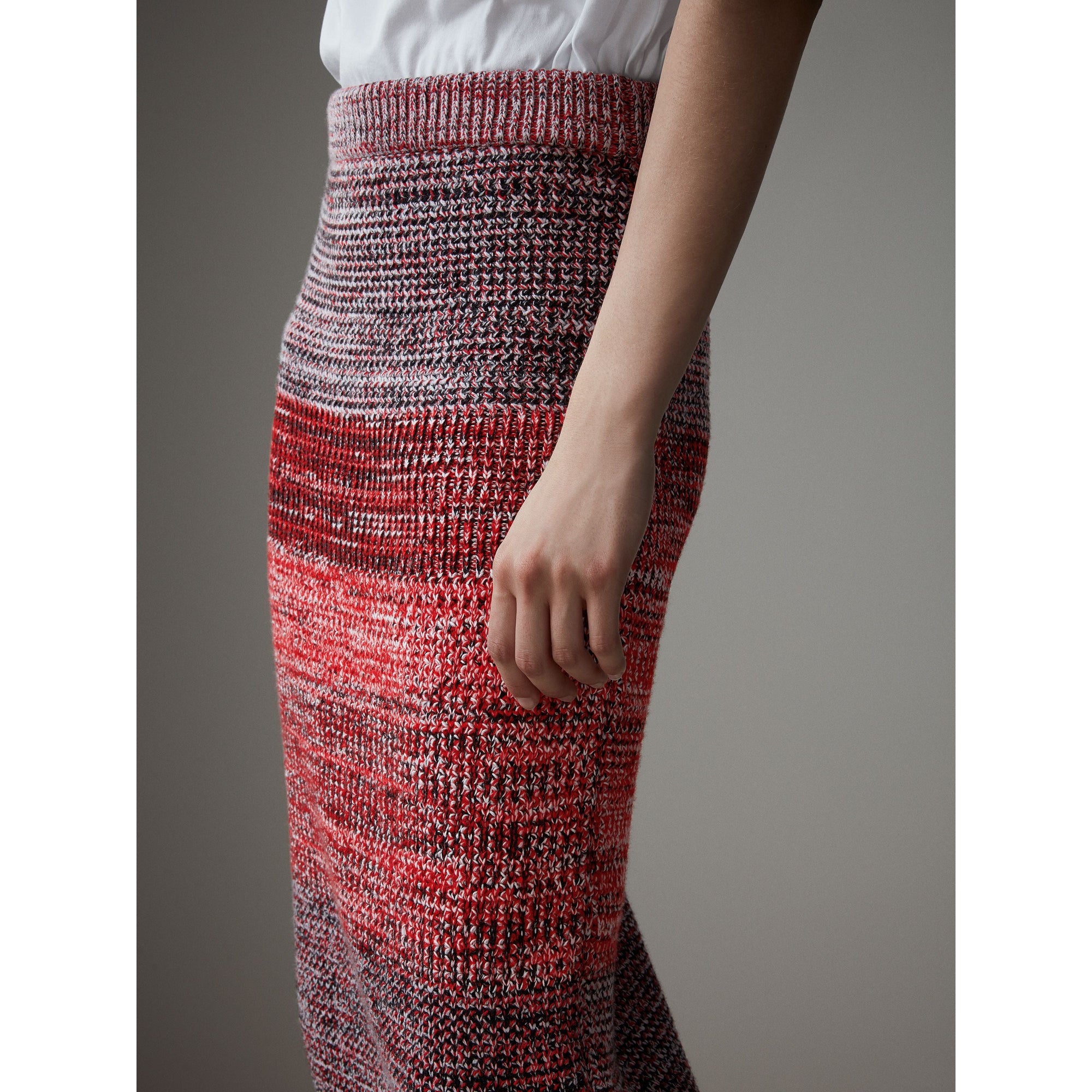 Jupe en mouliné de cachemire coton et laine mélangés - Red & Black