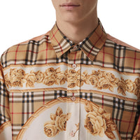 Chemise en soie à imprimé écharpes d'archive - Antique Yellow