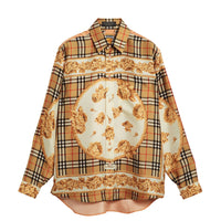 Chemise en soie à imprimé écharpes d'archive - Antique Yellow