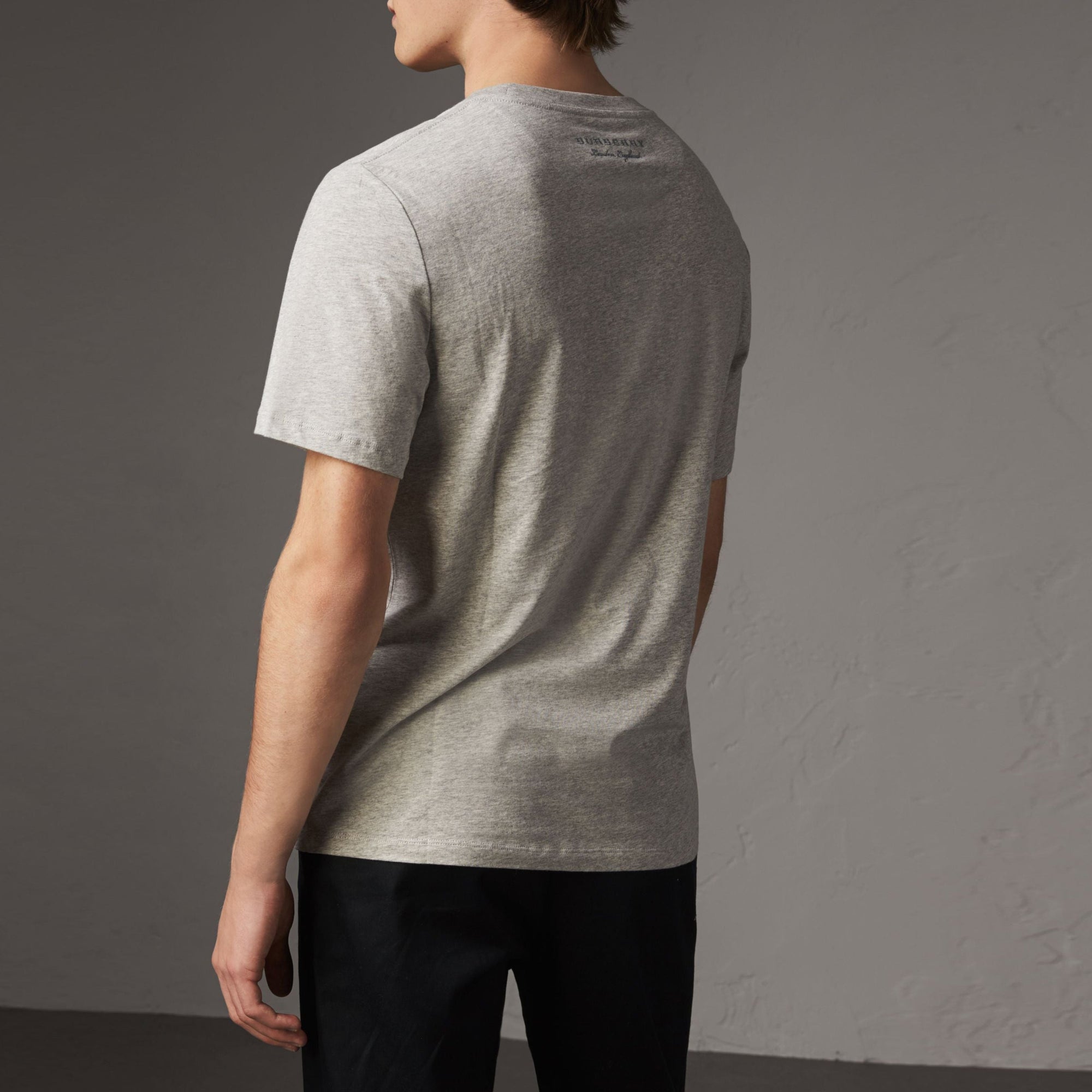 T-shirt en coton avec appliqué dessiné - Pale Grey Melange