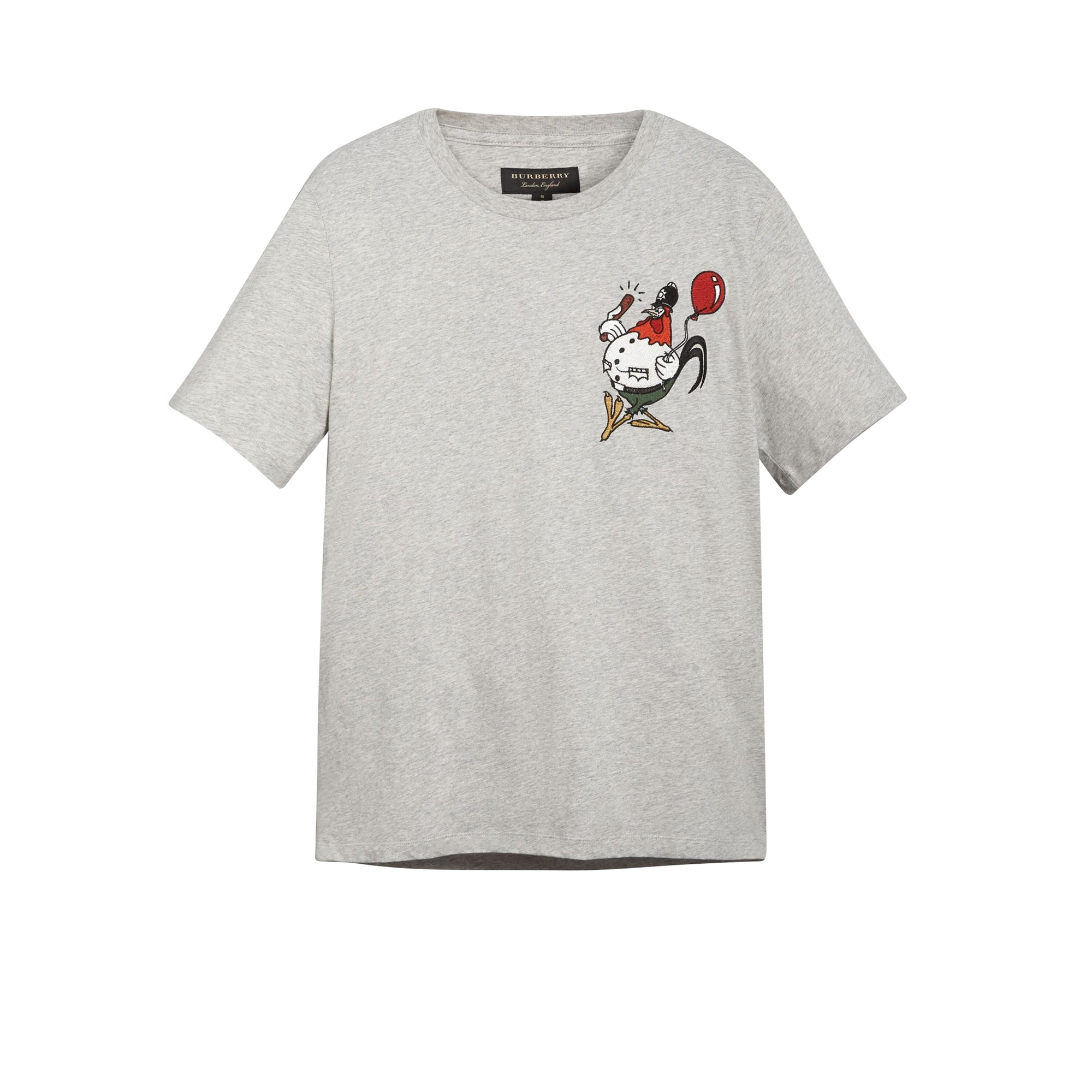 T-shirt en coton avec appliqué dessiné - Pale Grey Melange